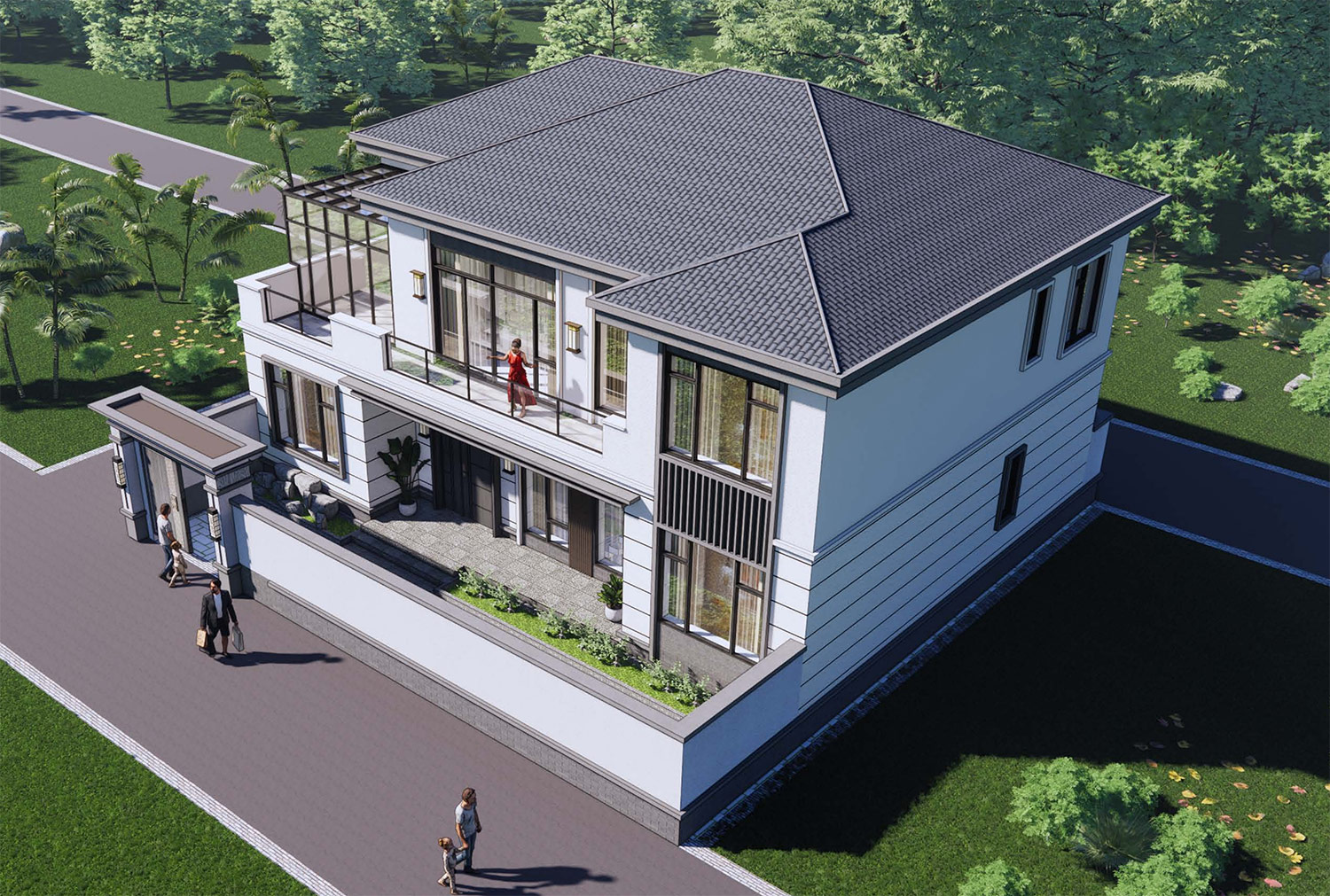 河北任丘吴家二层新中式自建别墅	