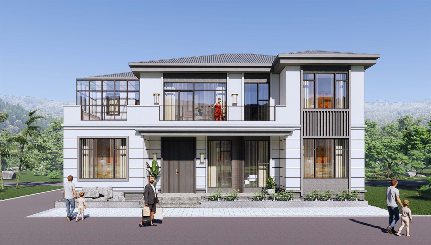 河北任丘吴家二层新中式自建别墅	