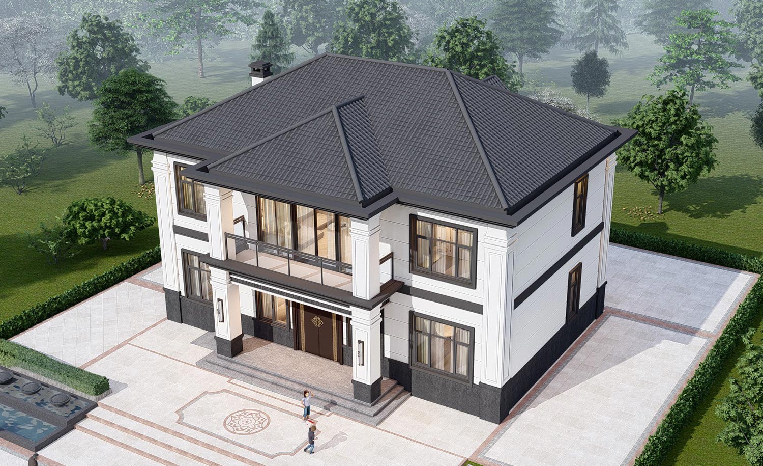 河南信阳二层新中式自建别墅设计