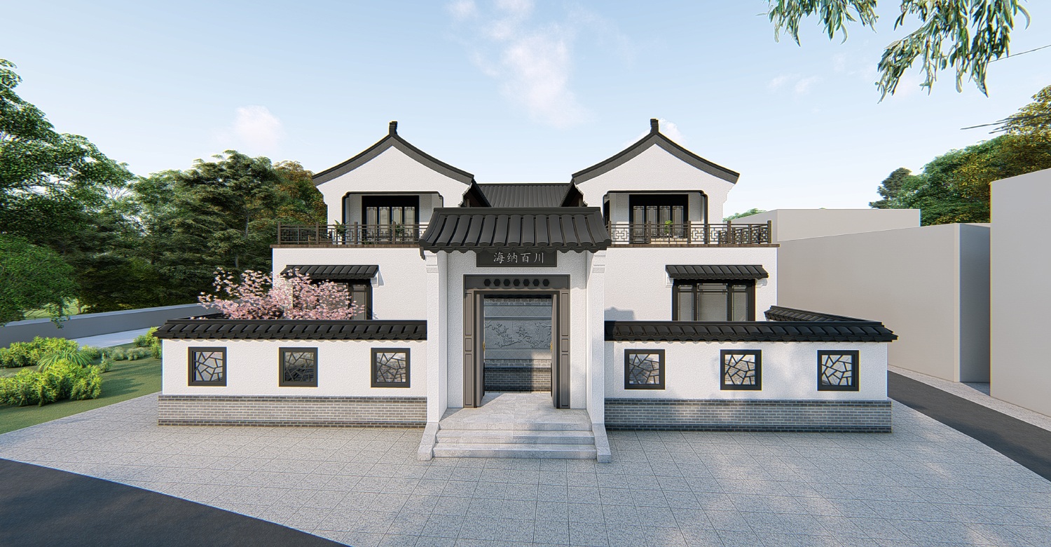 上饶陈家中式三合院别墅图纸
