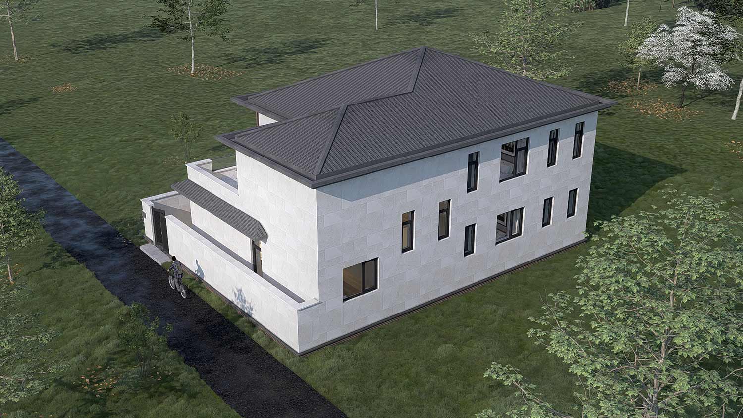 北京房山石楼镇二层新中式别墅	