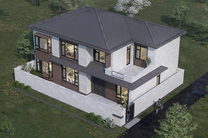 北京房山石楼镇二层新中式别墅	