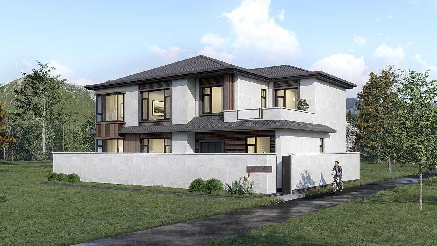 北京房山石楼镇二层新中式别墅	