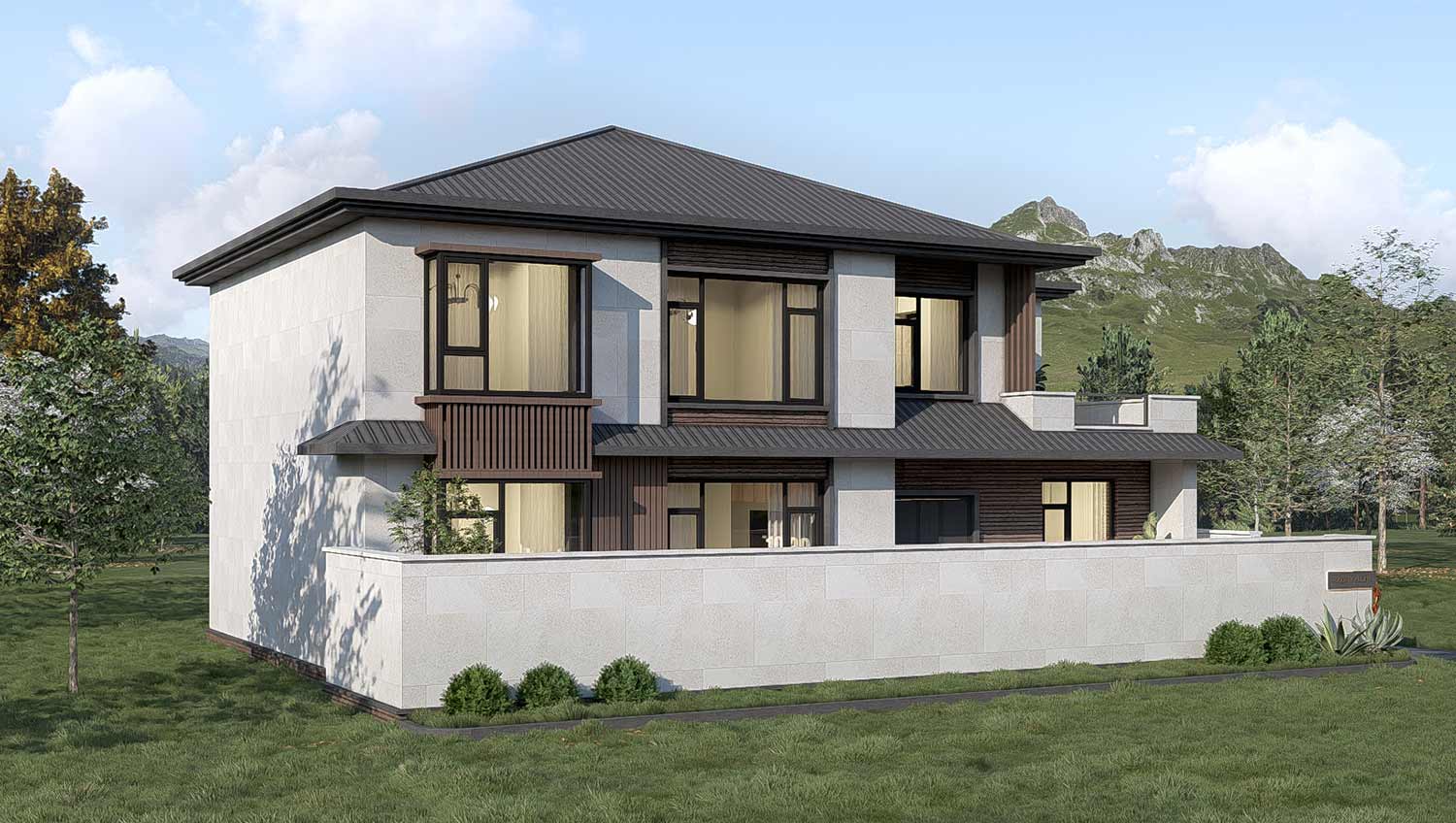 北京房山石楼镇二层新中式别墅	