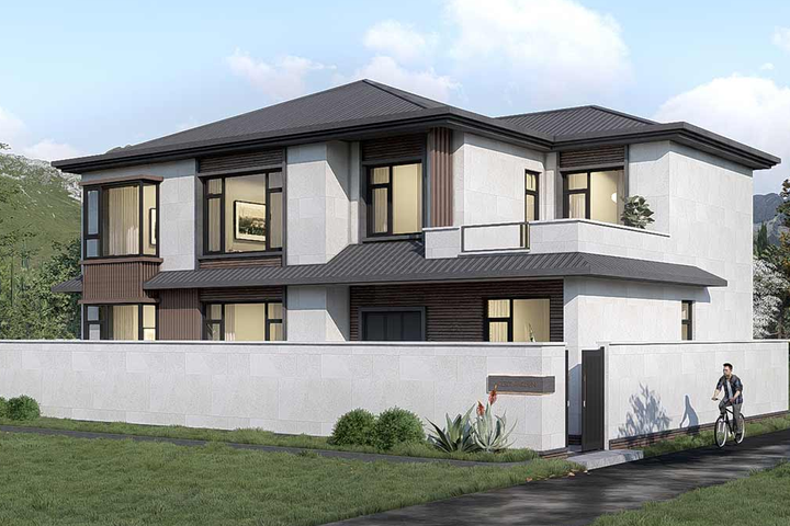 北京房山石楼镇二层新中式别墅	