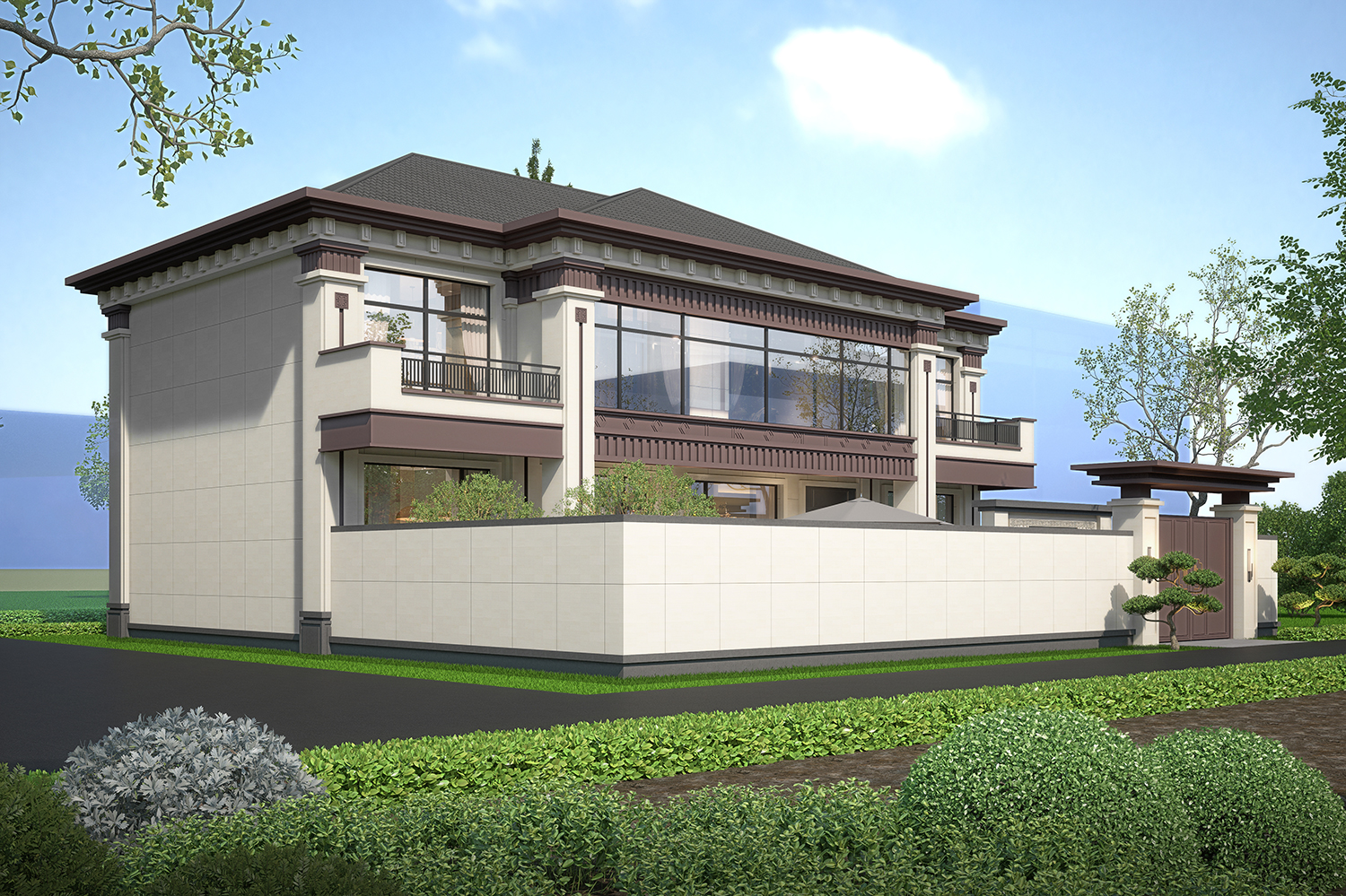 河南开封张家二层现代别墅	