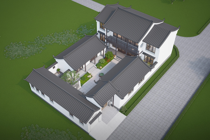 河北邯郸钱家二层中式别墅	