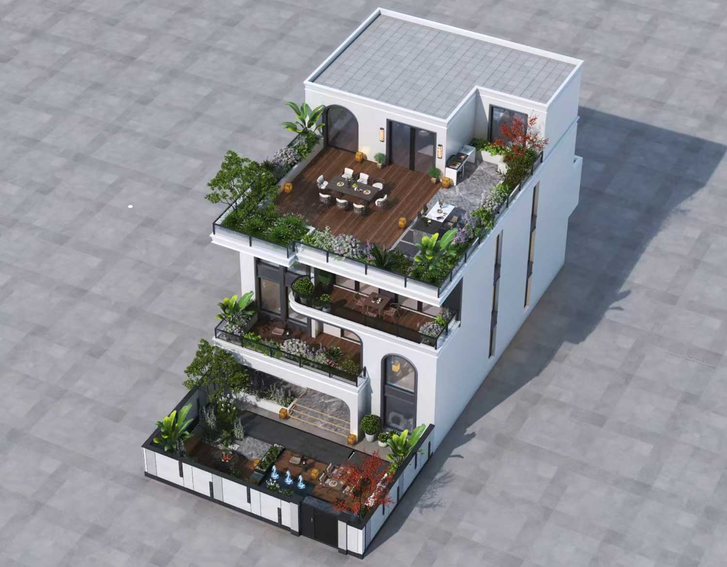 陕西西安王家四层现代自建别墅	