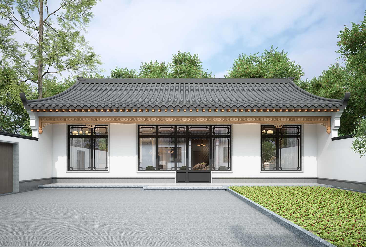 内蒙古包头于家一层新中式自建别墅