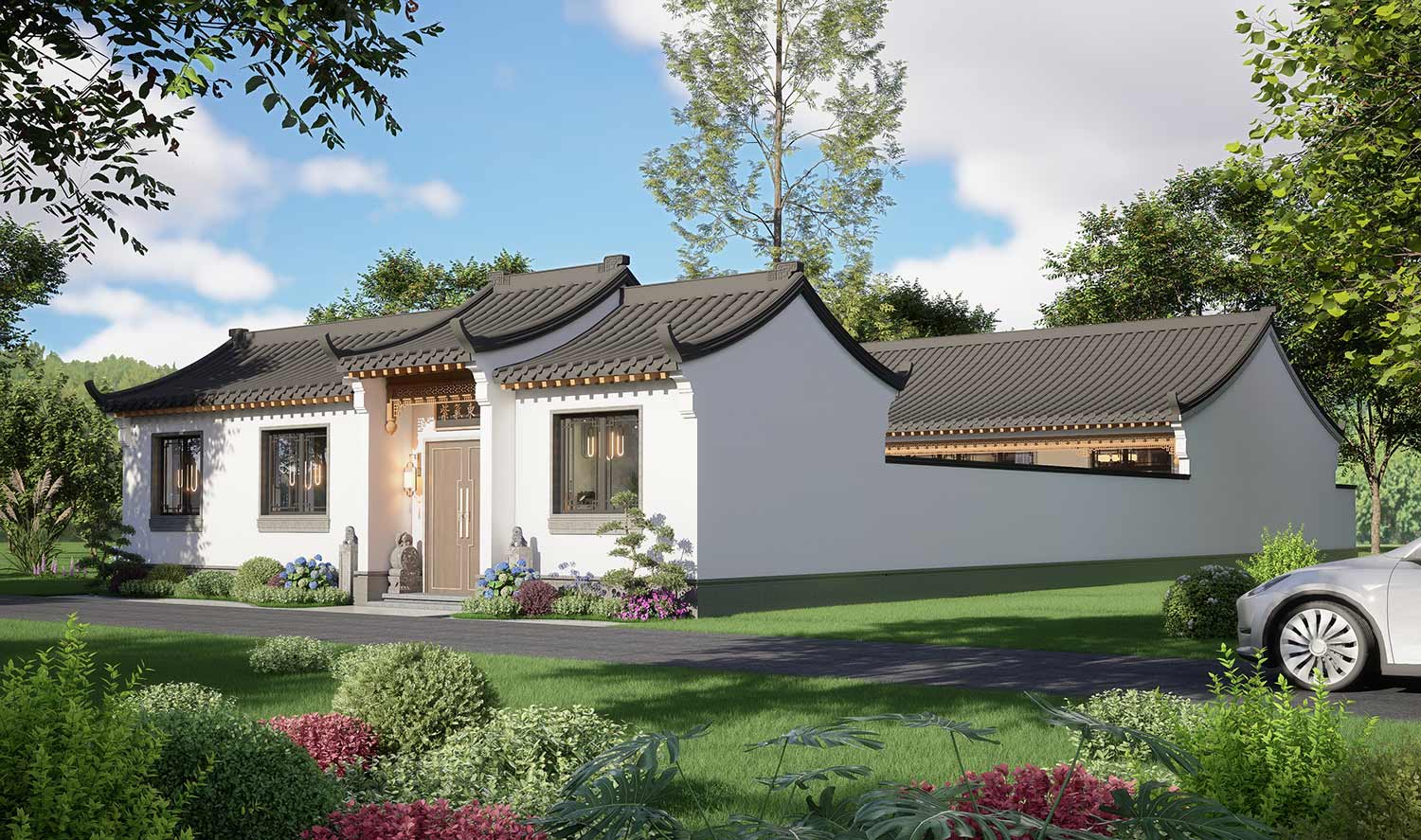 内蒙古包头于家一层新中式自建别墅